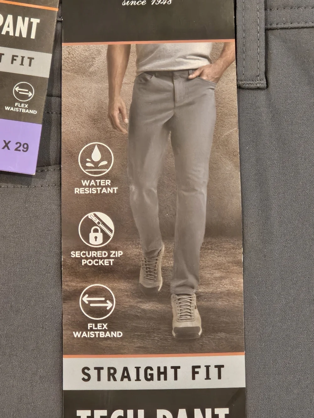 Weatherproof Vintage Straight Fit Tech Pants Water Resistant Gray 30 x 29